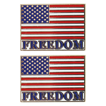 Armycrew Metallic USA American Flag Freedom Badge Lapel Pins 2 Pack Set
