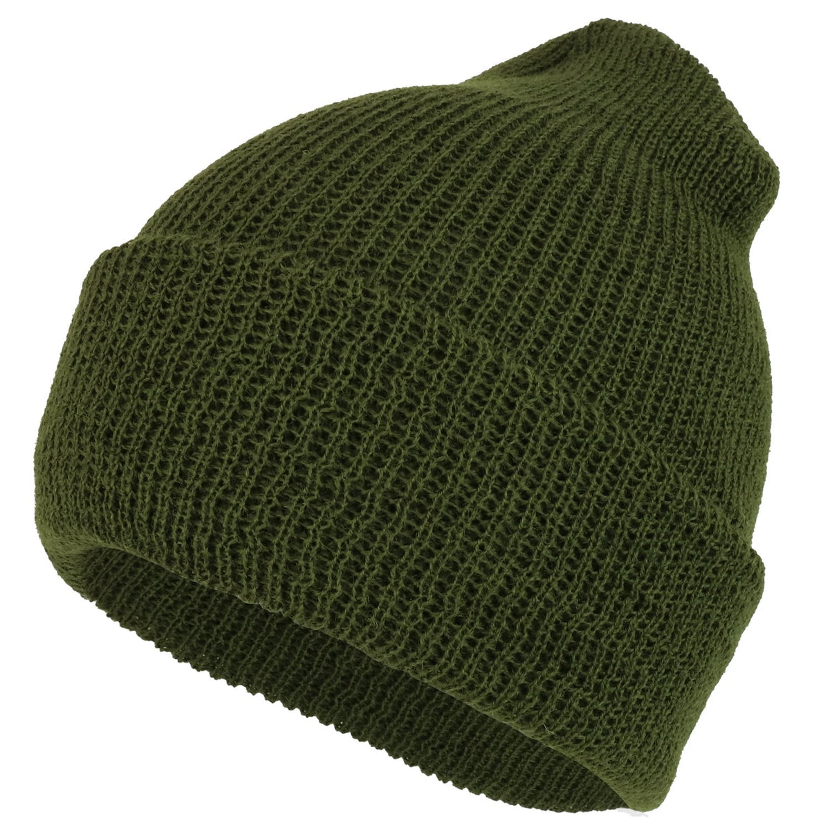 Armycrew Made in USA Government Issue Watch Wool Cuff Long Beanie Hat - Black