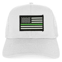 Armycrew Thin Green Line USA Flag Embroidered Patch Snapback Mesh Trucker Cap