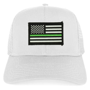 Armycrew Thin Green Line USA Flag Embroidered Patch Snapback Mesh Trucker Cap