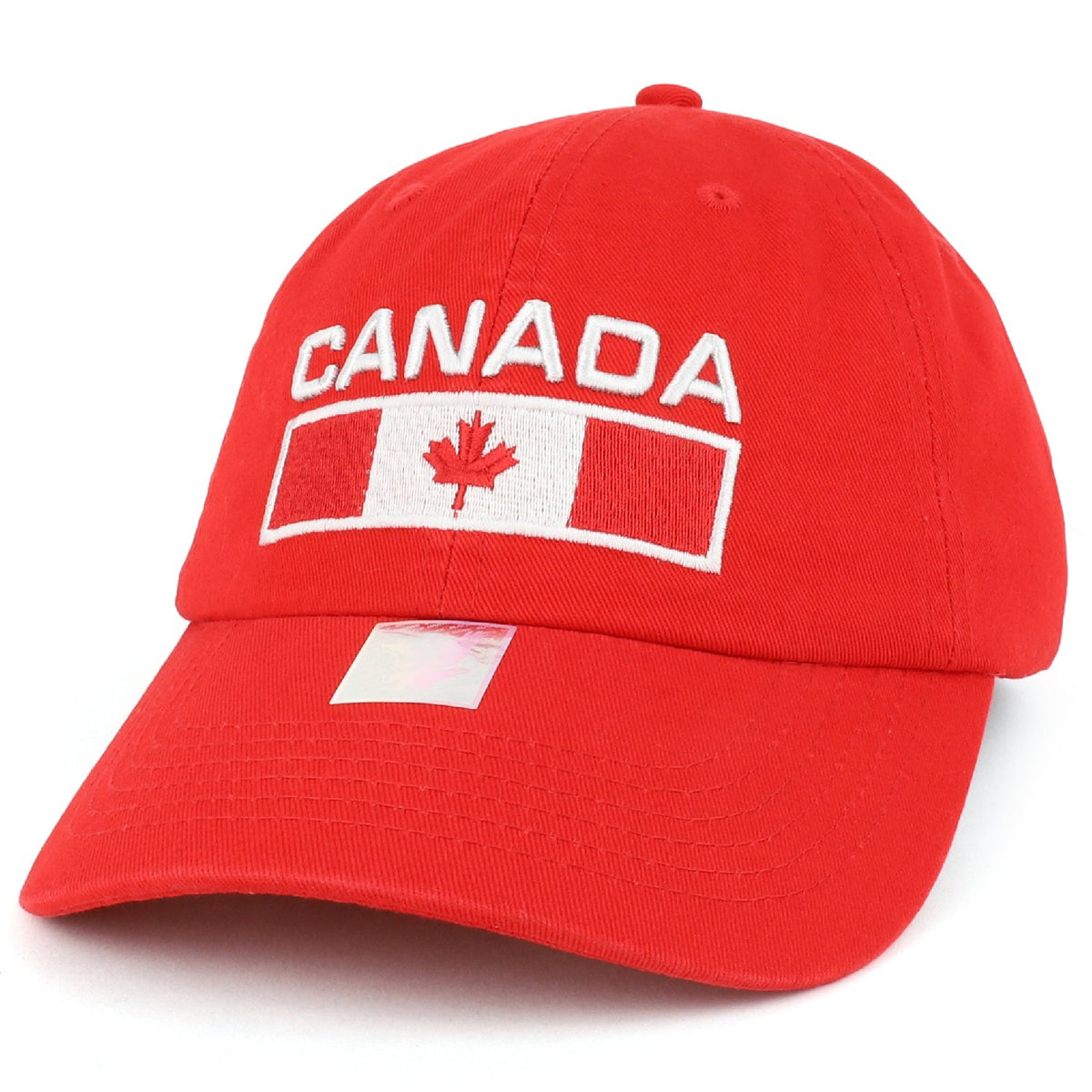 Armycrew Canada Text and Flag Embroidered Cotton Soft Crown Dad Hat