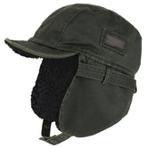 Rugged Distressed Sherpa Lined Aviator Pilot Cap