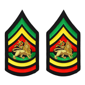 Armycrew Sergeant Military RGY Rasta and Embroidered Iron on Patch 2 Pack - Leaf