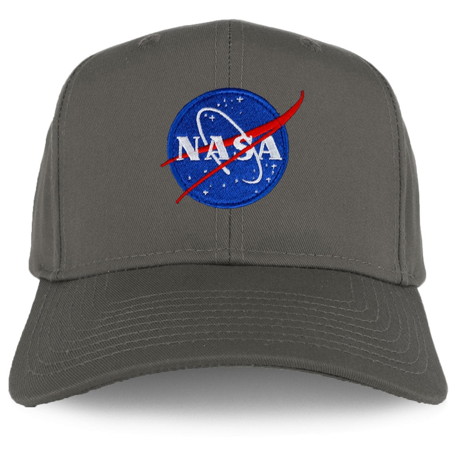 Armycrew XXL Oversize Small NASA Insignia Logo Iron On Patch Solid Baseball Cap - Black