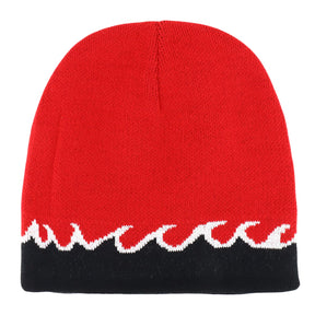 Armycrew Small Fire Flame Pattern Reversible Short Knit Beanie