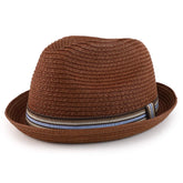 Armycrew Men's XXL Oversized Stingy Brim Paper Braid Fedora with Striped Band