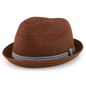 Armycrew Men's XXL Oversized Stingy Brim Paper Braid Fedora with Striped Band