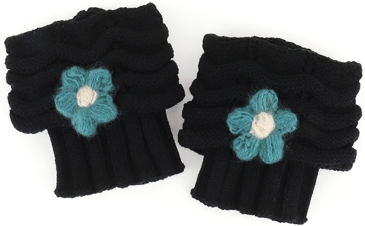 Armycrew Women's Flower Knit Short Leg Warmer Boot Cuff Socks