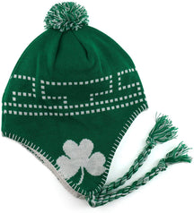 Armycrew Irish Jacquard Knit Aviator Pom Ski Winter Beanie Hat with Braids