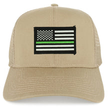 Armycrew Thin Green Line USA Flag Embroidered Patch Snapback Mesh Trucker Cap