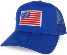 Armycrew XXL Oversize White USA Flag Patch Mesh Back Trucker Baseball Cap - Black