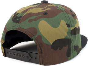Armycrew Assorted USA Patch Two Tone Camo Black Flatbill Snapback Baseball Cap