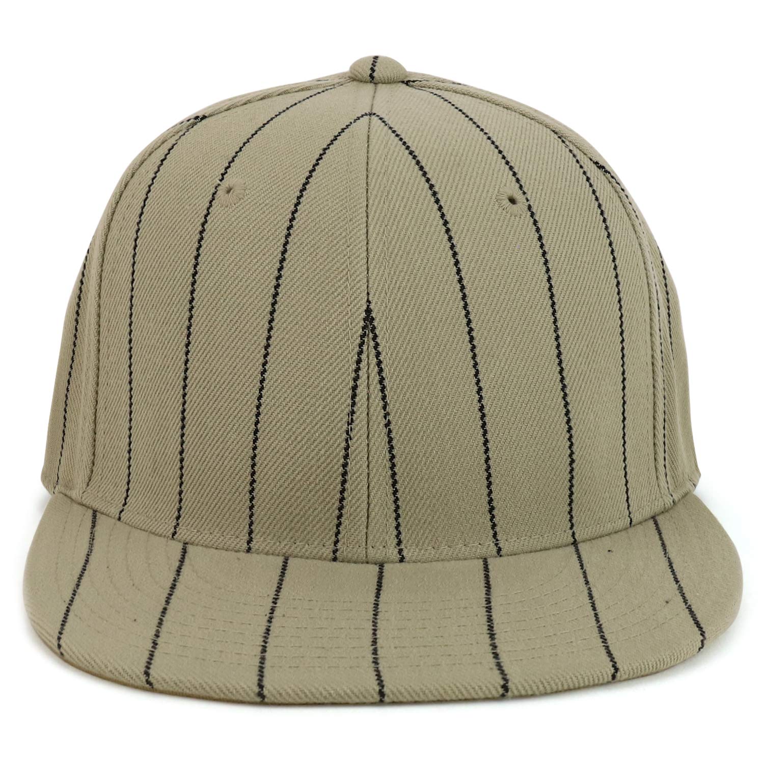 Armycrew Pin Striped Structured Flatbill Fitted Baseball Cap - Khaki - 7 1/4