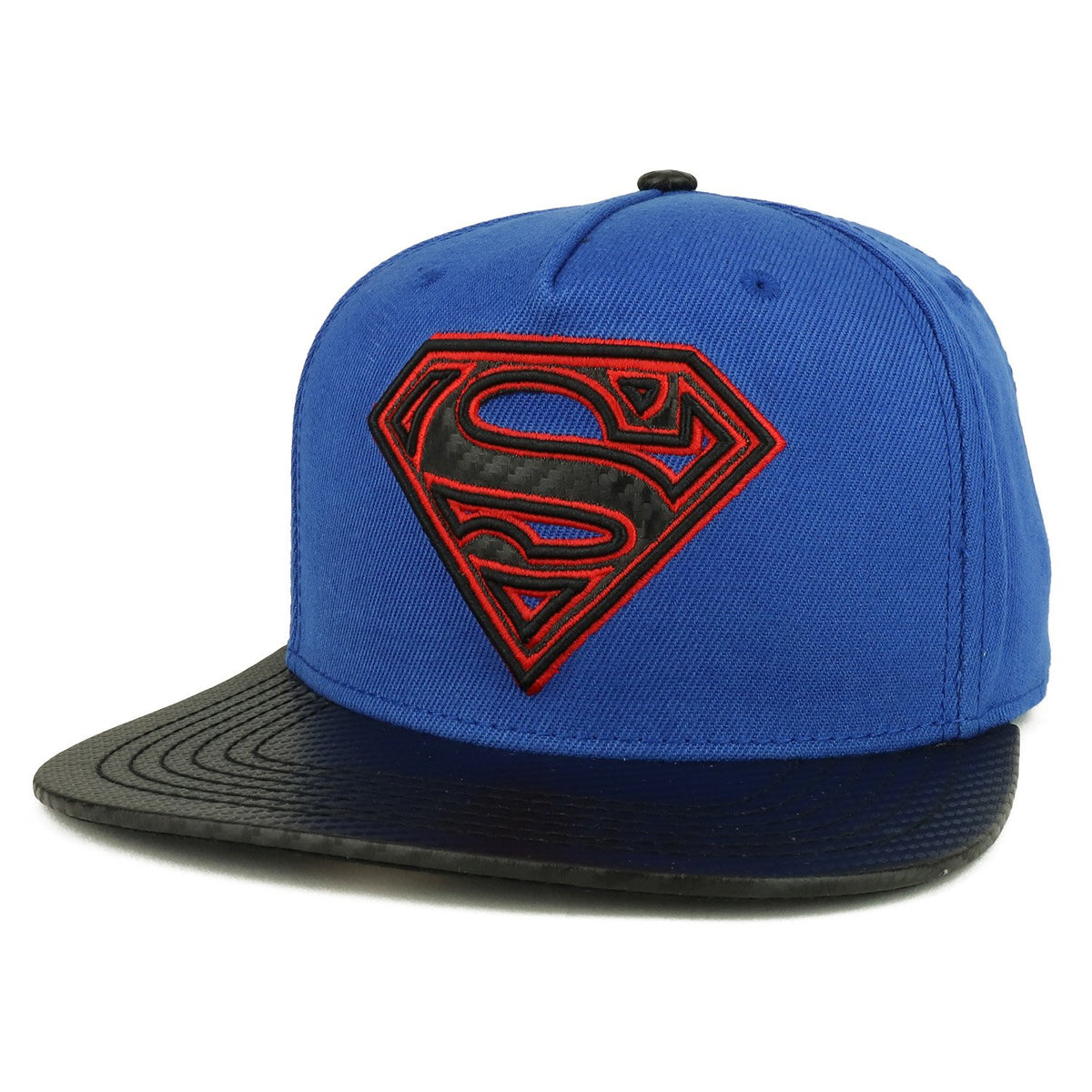 Armycrew Superman Logo Embroidered Carbon Fiber Flat Bill Snapback Hat