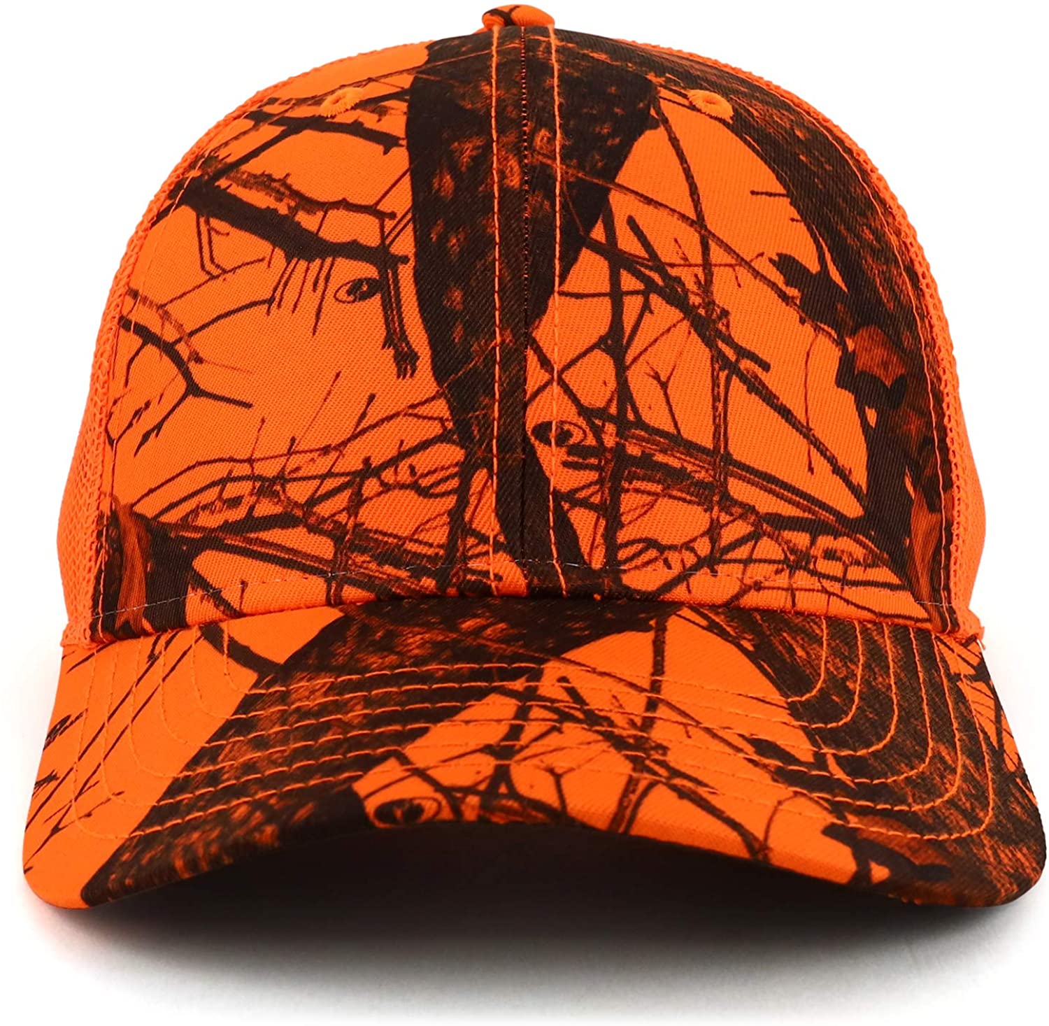 Armycrew Hunting Camouflage Outdoor Structured Trucker Mesh Cap - Blaze