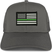 Armycrew Thin Green Line USA Flag Embroidered Patch Snapback Mesh Trucker Cap