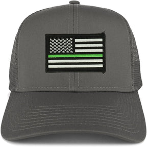 Armycrew Thin Green Line USA Flag Embroidered Patch Snapback Mesh Trucker Cap