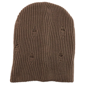 Armycrew Vintage Frayed Pattern Knit Deep Slouchy Beanie - Taupe