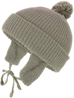 Armycrew Infant to Toddler Winter Cuff Folded Beanie with Pom and Earflaps