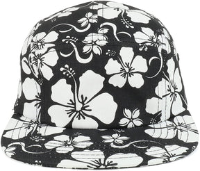 Armycrew Hibiscus Hawaiian Tropical Floral Print 5 Panel Flatbill Racer Cap