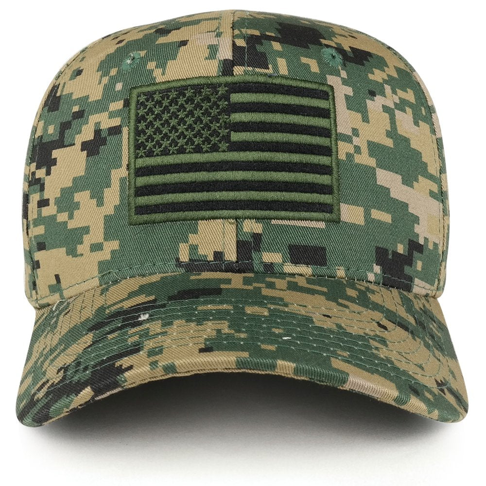 Armycrew American Flag Embroidered Camo Tactical Operator Structured Cotton Cap