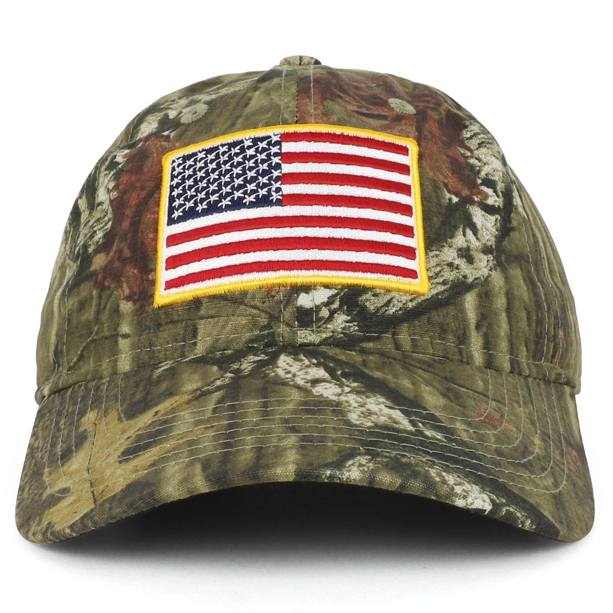 Armycrew USA Flag Patch Embroidered Cool and Dry Q3 Mossy Oak Break Up Baseball Cap