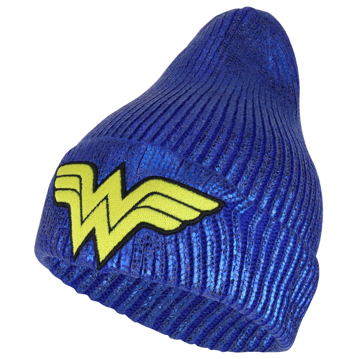 Armycrew Wonder Woman Logo Embroidered Metallic Coated Long Cuff Beanie