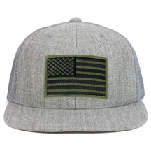 Armycrew Youth Kid's Olive American Flag Patch Flat Bill Snapback Trucker Cap