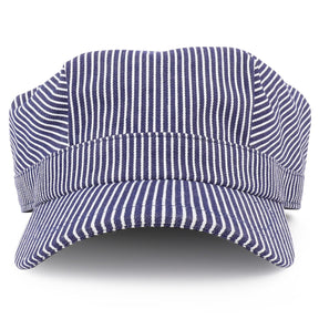 Armycrew Denim Blue Stripe Train Engineer Conductor Cap Fits Infant to Adult 2XL - Blue - 48CM