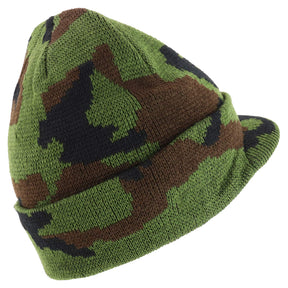 Armycrew Camouflage Knit Beanie Hat with Visor - WDL