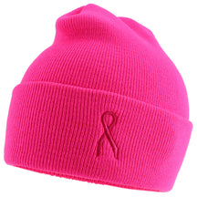 Armycrew Made in USA Breast Cancer Pink Ribbon Embroidered Cuff Long Beanie