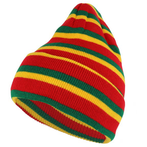 Armycrew Rasta Red Green Yellow Multi Colored Cuff Long Beanie Hat