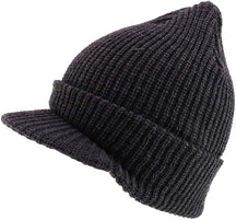 Armycrew Plain GI Thick Ribbed Beanie with Bill Visor Cap