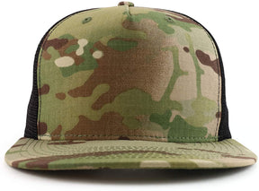 Armhycrew 5 Panel Flat Bill Ripstop Authentic Multicam Mesh Back Trucker Cap