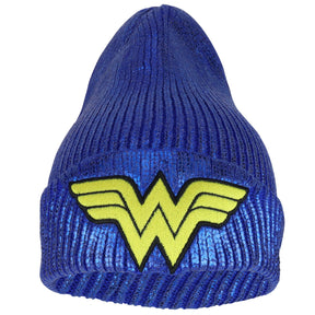 Armycrew Wonder Woman Logo Embroidered Metallic Coated Long Cuff Beanie