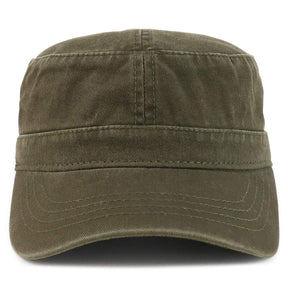 Armycrew Garment Washed Cotton Twill Military Style Flat Top Hat