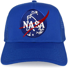 Armycrew XXL Oversize NASA Insignia Logo Patch Mesh Back Trucker Baseball Cap - Black