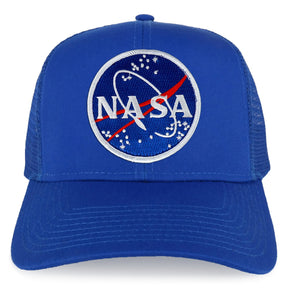 Armycrew NASA Meatball Space Logo Embroidered Patch Snapback Cap - Mesh Back - Royal Blue