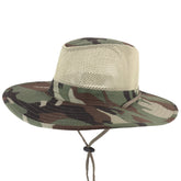 Armycrew Men's Mesh Woodland Camouflage Safari Hat with Chin Cord