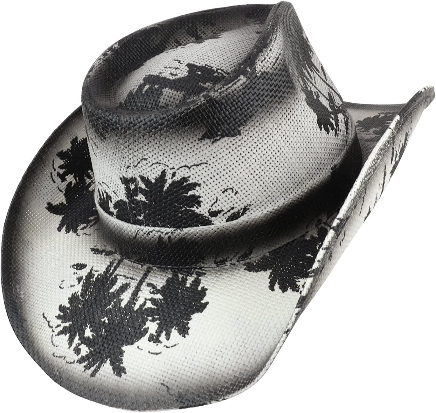 Armycrew Palm Tree Print Western Paper Straw Cowboy Cowgirl Hat