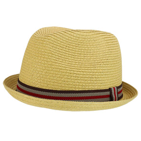Armycrew Men's XXL Oversized Stingy Brim Paper Braid Fedora with Striped Band