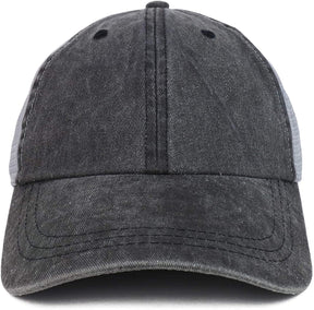 Armycrew Blank Washed Pigment Dyed Twill Unstructured Trucker Baseball Cap