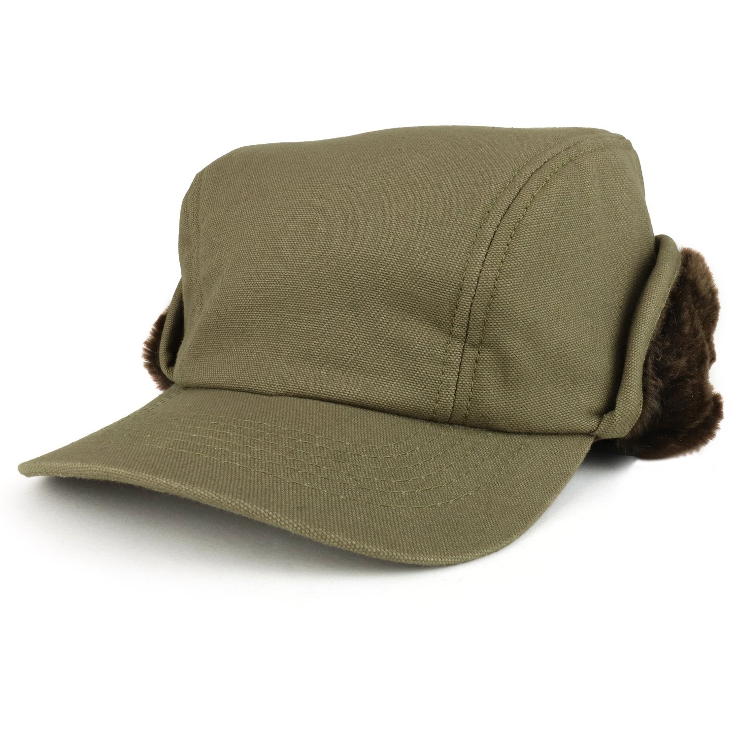 Armycrew Men's Duck Work Superior Cotton Winter Ball Cap with Earflap - Brown