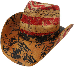 Armycrew Liberty American Flag Western Straw Cowboy Cowgirl Hat