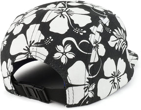 Armycrew Hibiscus Hawaiian Tropical Floral Print 5 Panel Flatbill Racer Cap