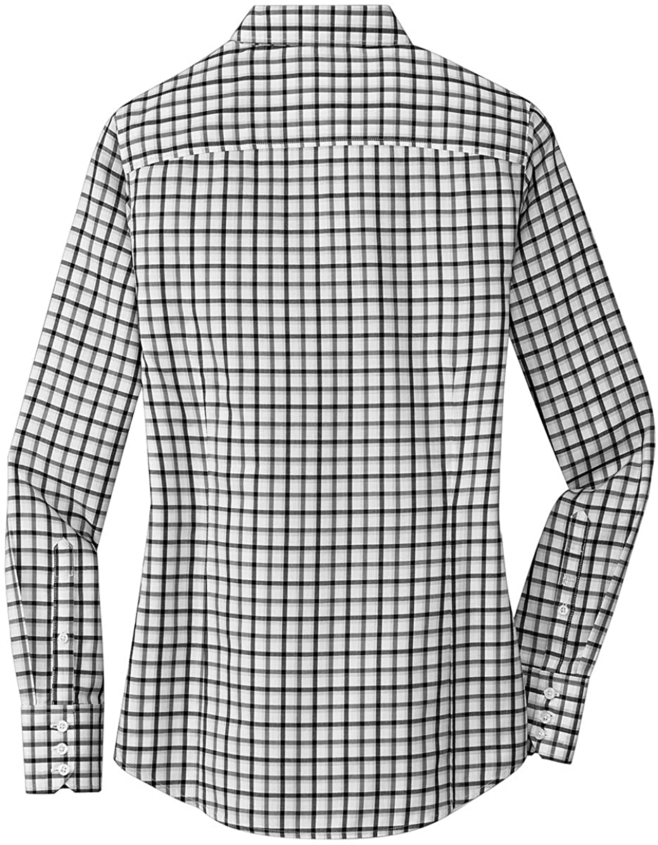 Ladies Tri-Color Yarn-Dyed Check Pattern Non-Iron 100% Cotton Shirt