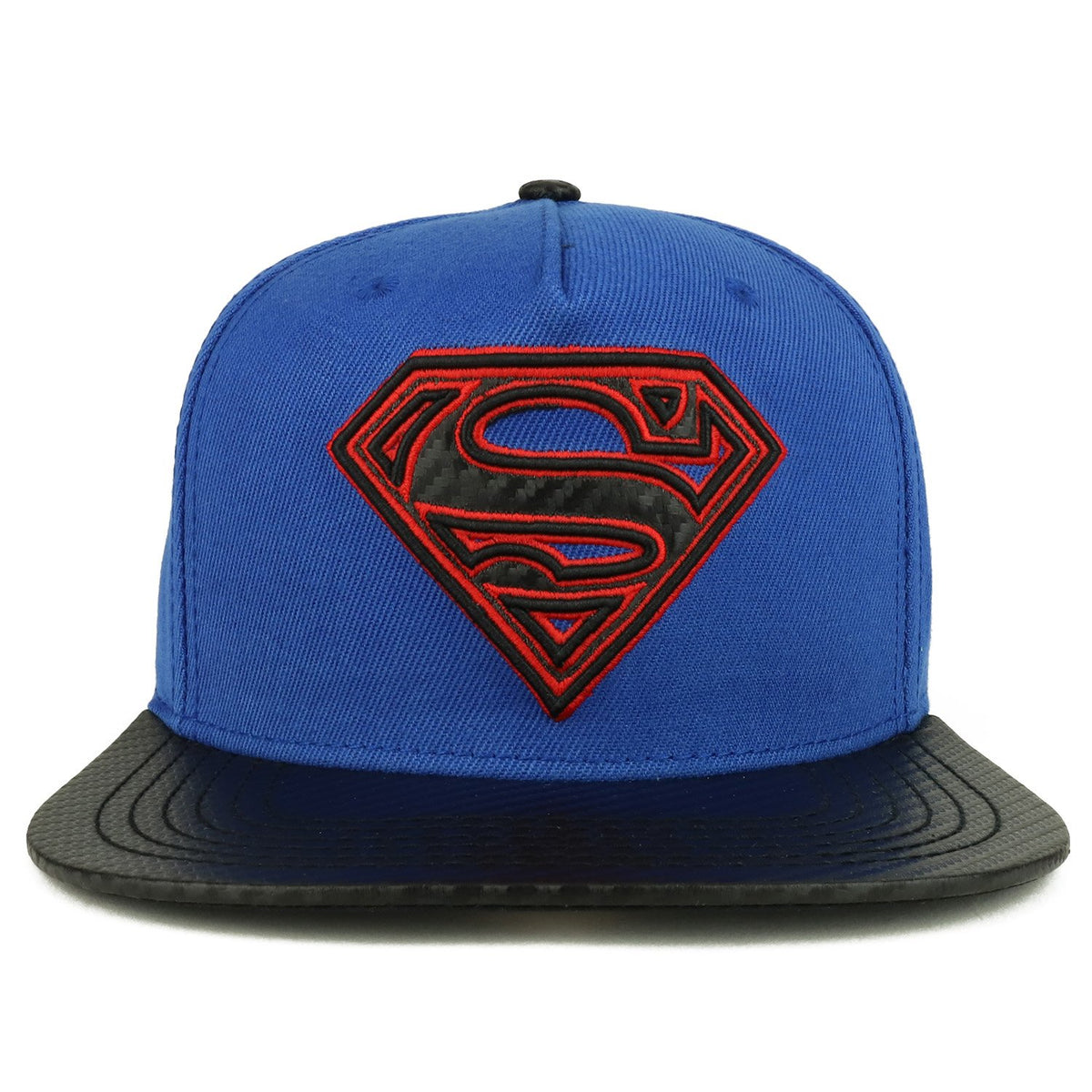 Armycrew Superman Logo Embroidered Carbon Fiber Flat Bill Snapback Hat