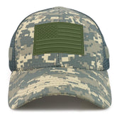 Armycrew US American Flag Olive Rubber 3D Tactical Patch Trucker Mesh Back Cap