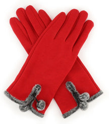 Armycrew Smartphone Touchscreen Ladies Fur Trim Pom Decoration Texting Glove