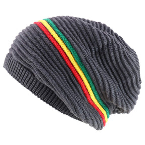 Armycrew Deep Crown Oversized RGY Striped 100% Cotton Rasta Skully Beanie